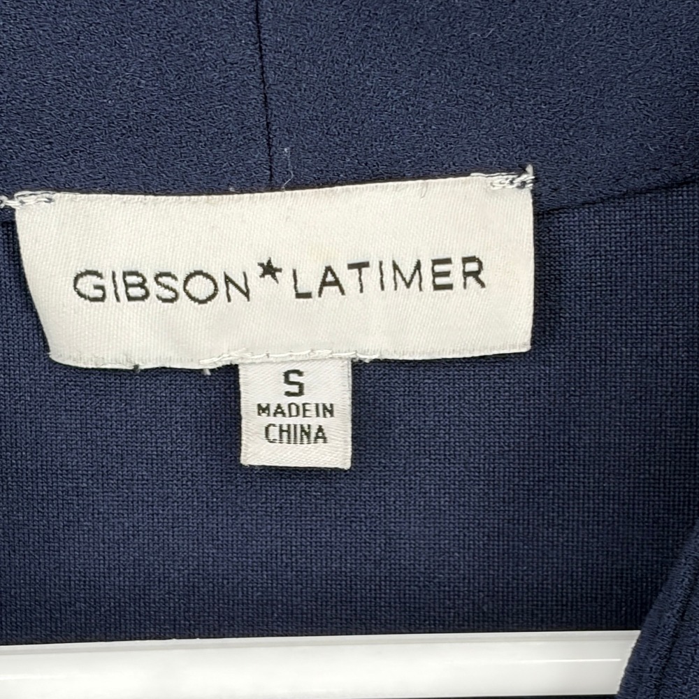 Gibson Latimer Navy Blue V-Neck Cap Sleeve Shift Dress with Pockets Size S - Picture 2 of 6